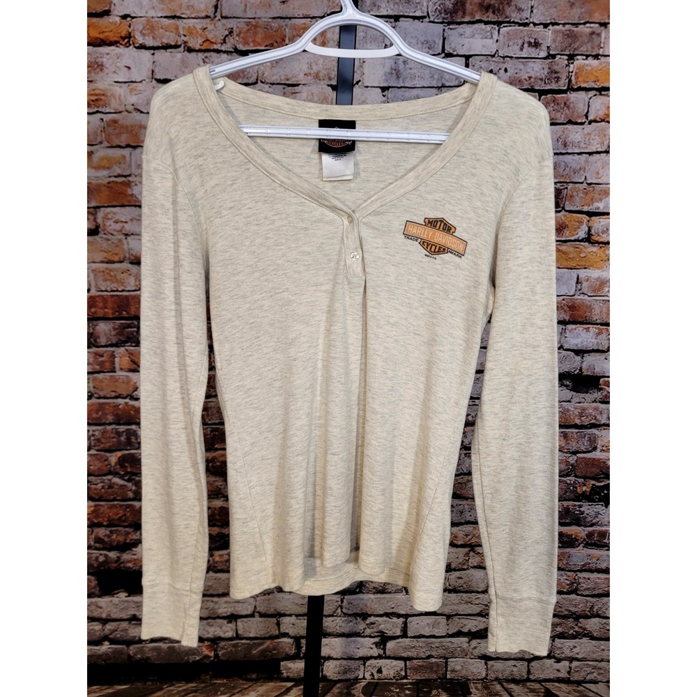 Harley Davidson Women's Henley Shirt El Paso Medium Cream